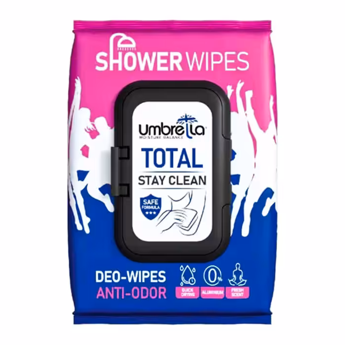 دستمال مرطوب خوشبو کننده بدن آمبرلا مدل Total تعداد 50 عددی