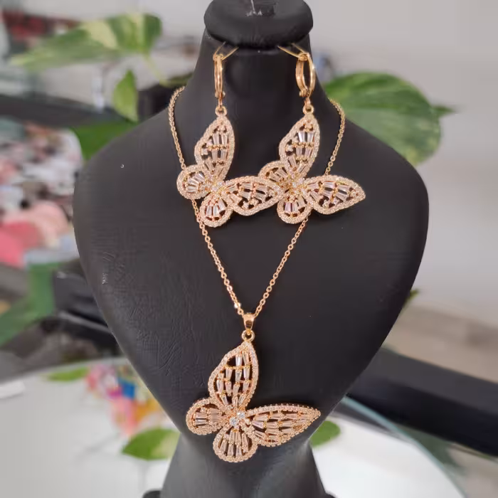 ست گردنبند و گوشواره ژوپینگ پر نگین