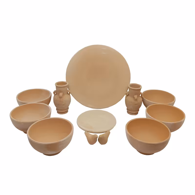  ست 12 تکه هفت سین سفالی خام مدل گرد کد H1002 ( پس کرایه )