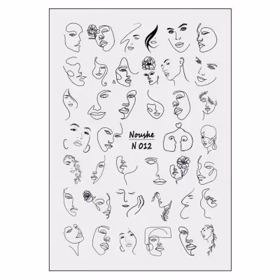 برچسب لنز ناخن نوشه مدل چهره کوبیسم کد N012