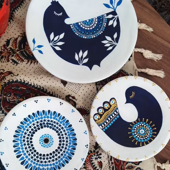 بشقاب دیوار کوب سفالی چشم نظر