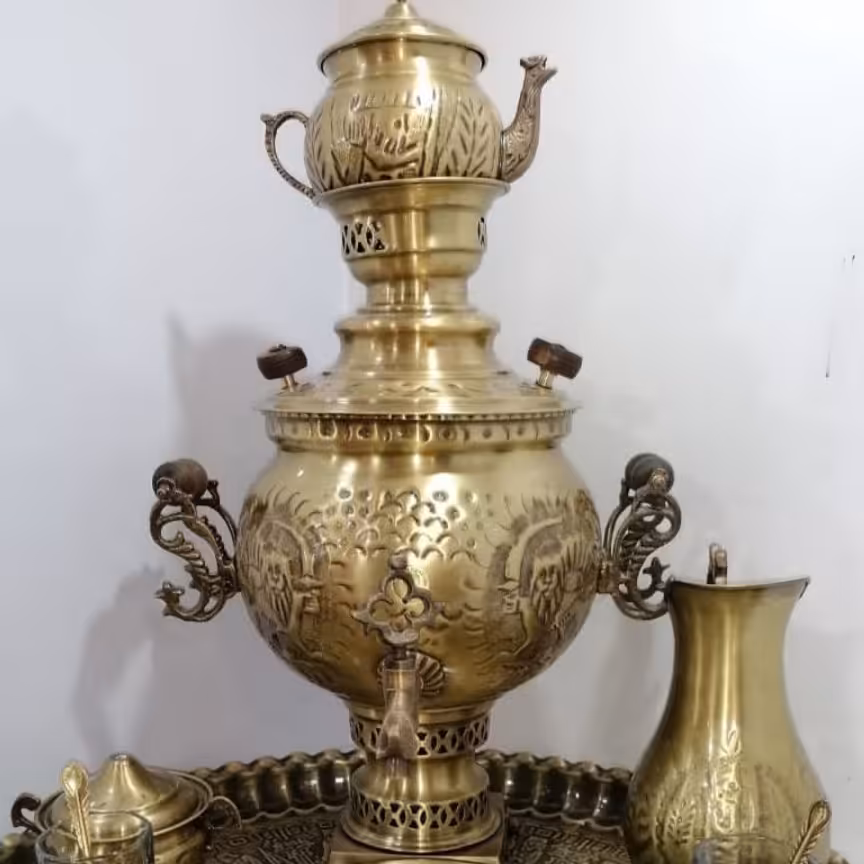 سماور برنجی قلمزنی 3 لیتری 