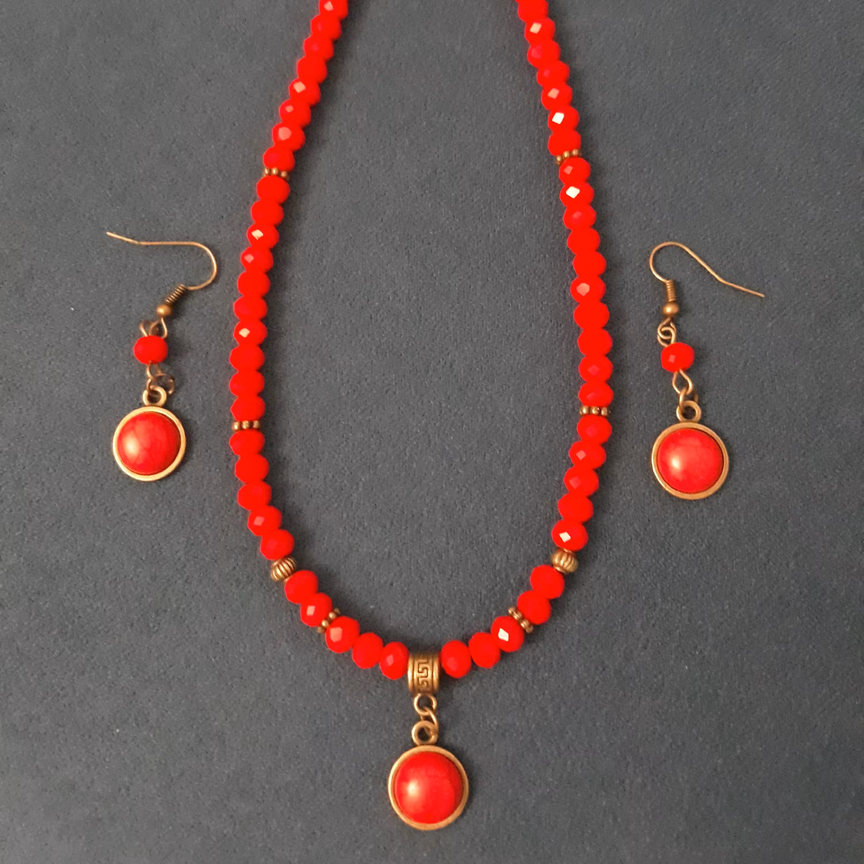 ست کریستال و فیروزه قرمز