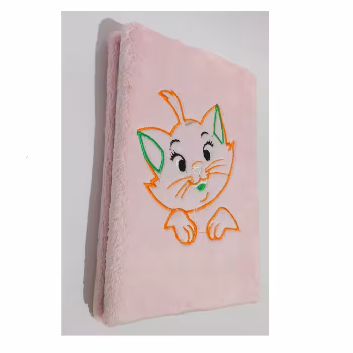 دفتر پولیشی وزیری صورتی با طرح گربه 