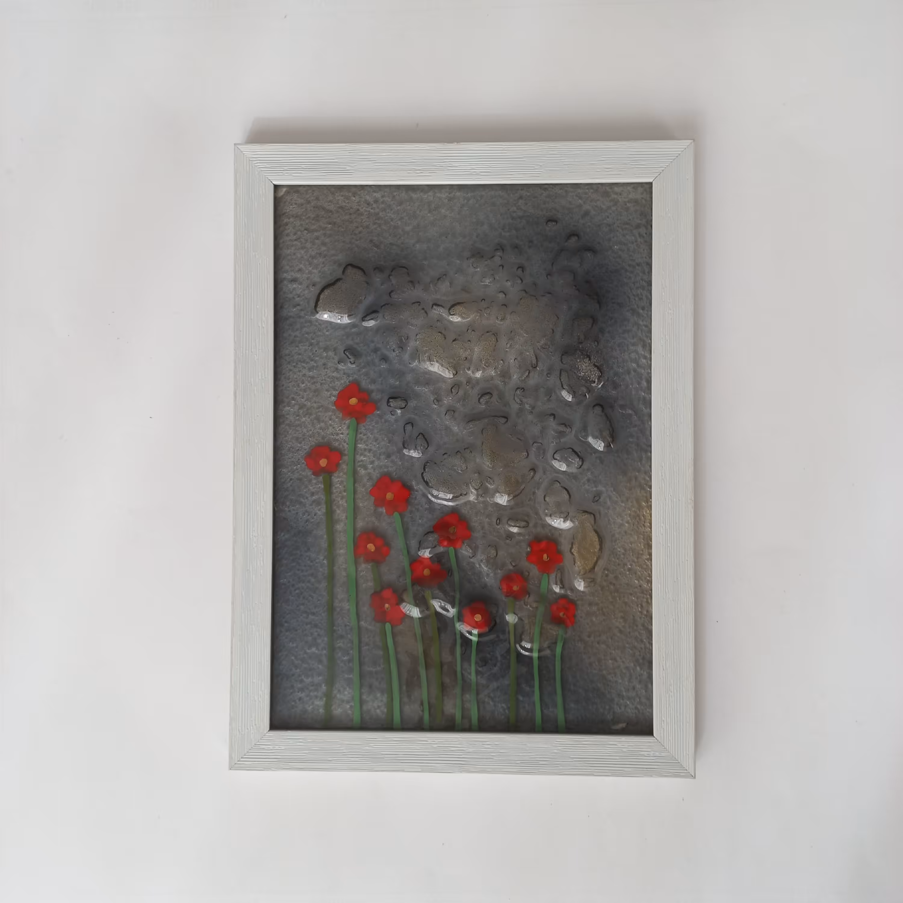 تابلو شیشه ای دستساز رویای خیس سایز بزرگ با قاب سفید