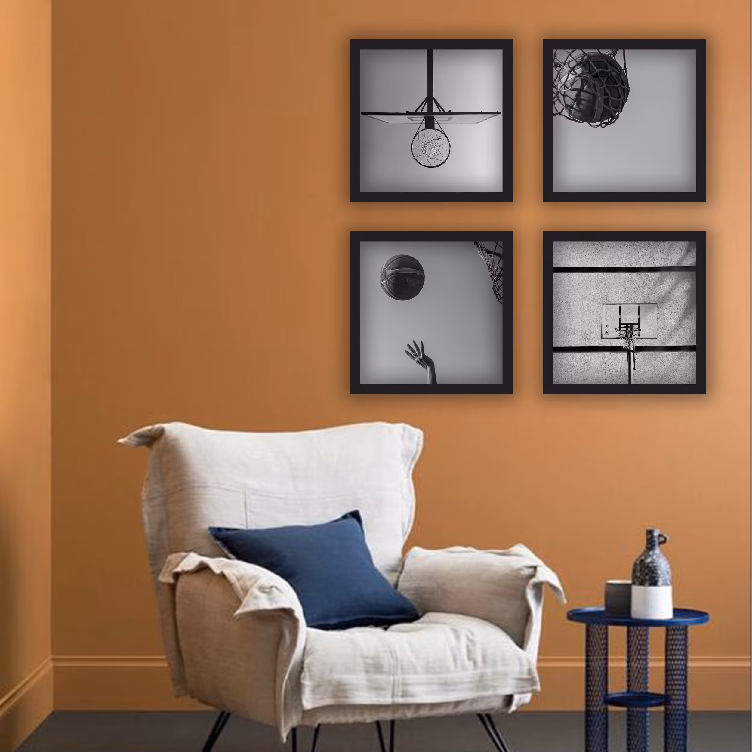 تابلو بسکتبال سایز 10 در10 مجموعه 4 عددی (قاب مشکی)