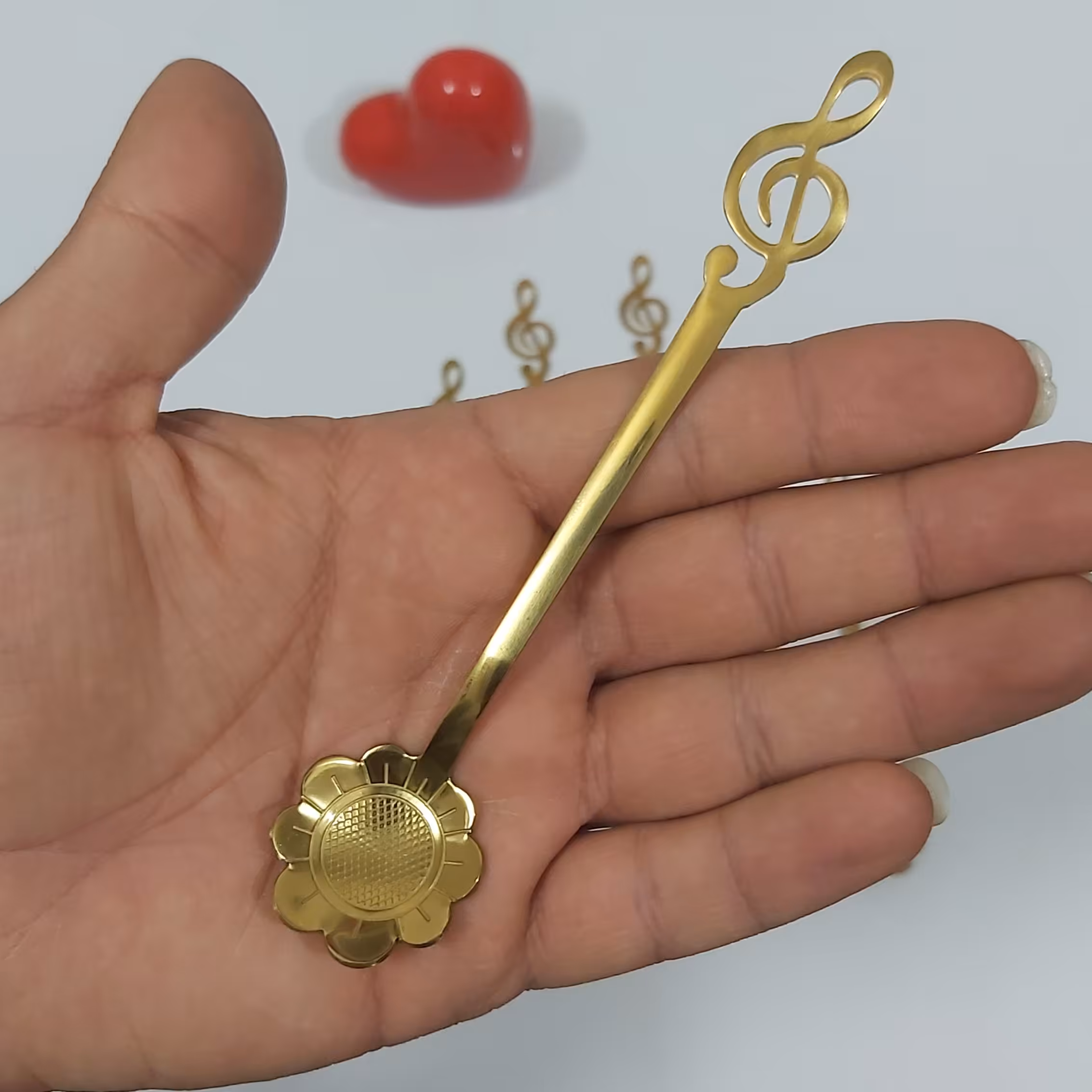 قاشق شربت و چایخوری طلایی ملودی(6تایی) قاشق چایخوری طرح گل  