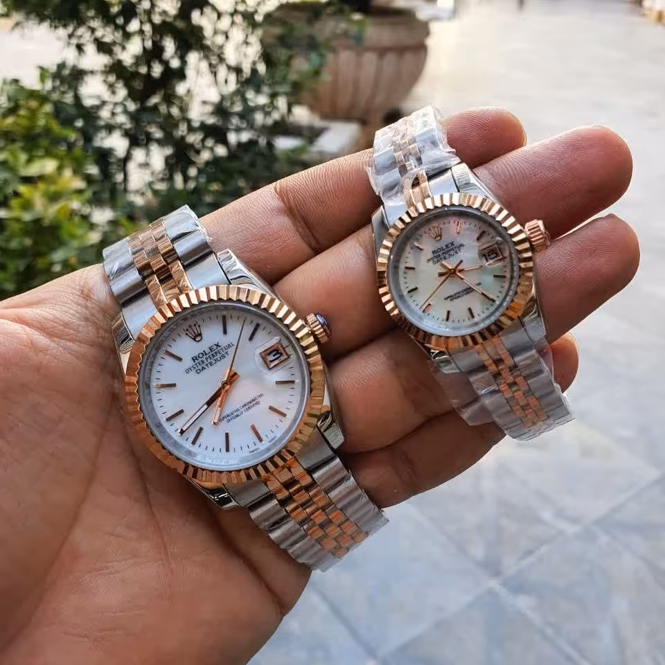 ست زنانه و مردانه رولکس Rolex نقره‌ای