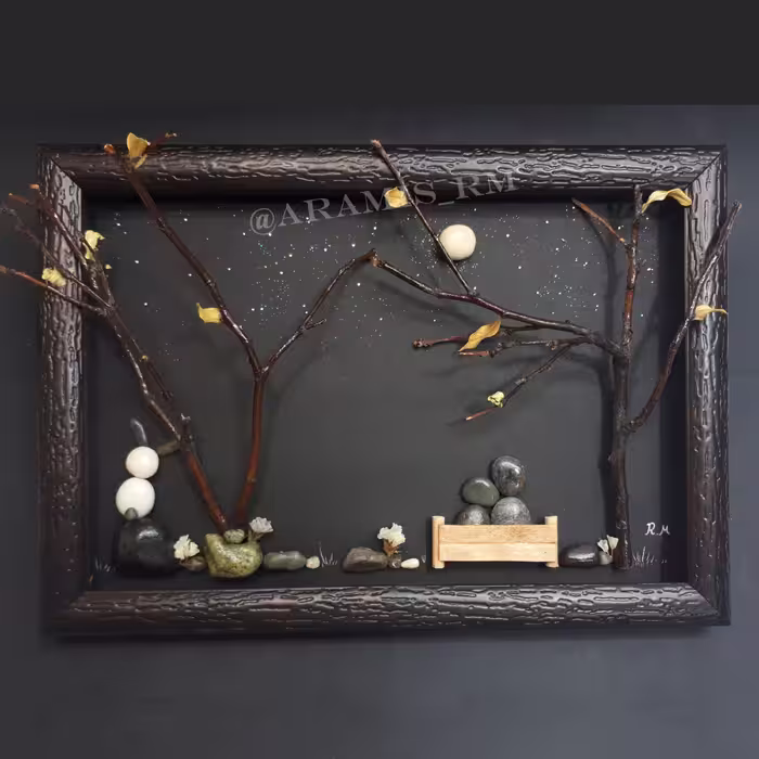 تابلو سنگی عاشقانه شب پرستاره
