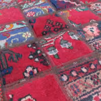 فرش دستباف چهل تیکه یا کلاژ   120x75 مناسب پادری  و .... ازجنس پشم  و  چیدمان عالی  وقیمت مناسب   