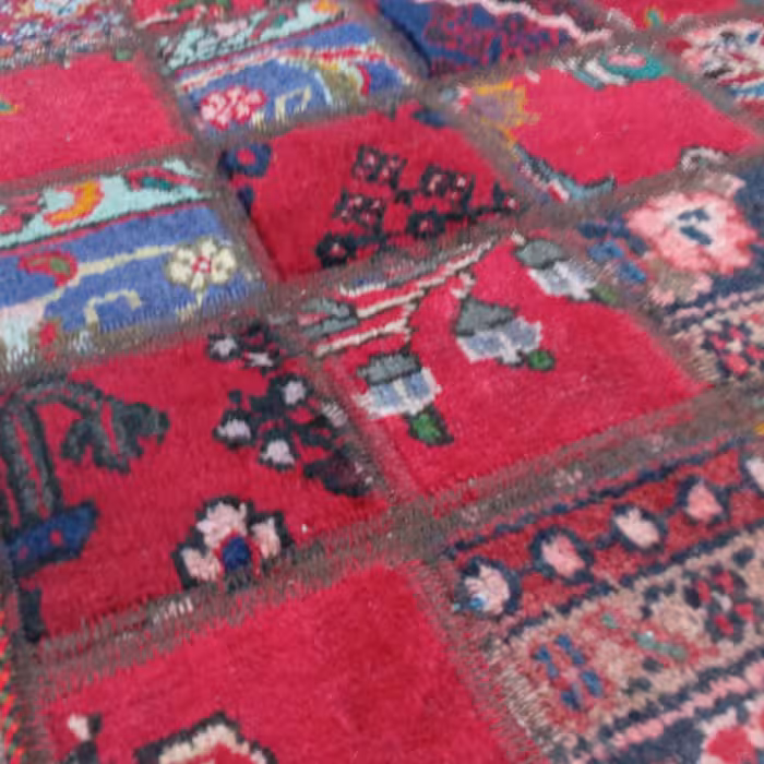 فرش دستباف چهل تیکه یا کلاژ   120x75 مناسب پادری  و .... ازجنس پشم  و  چیدمان عالی  وقیمت مناسب   