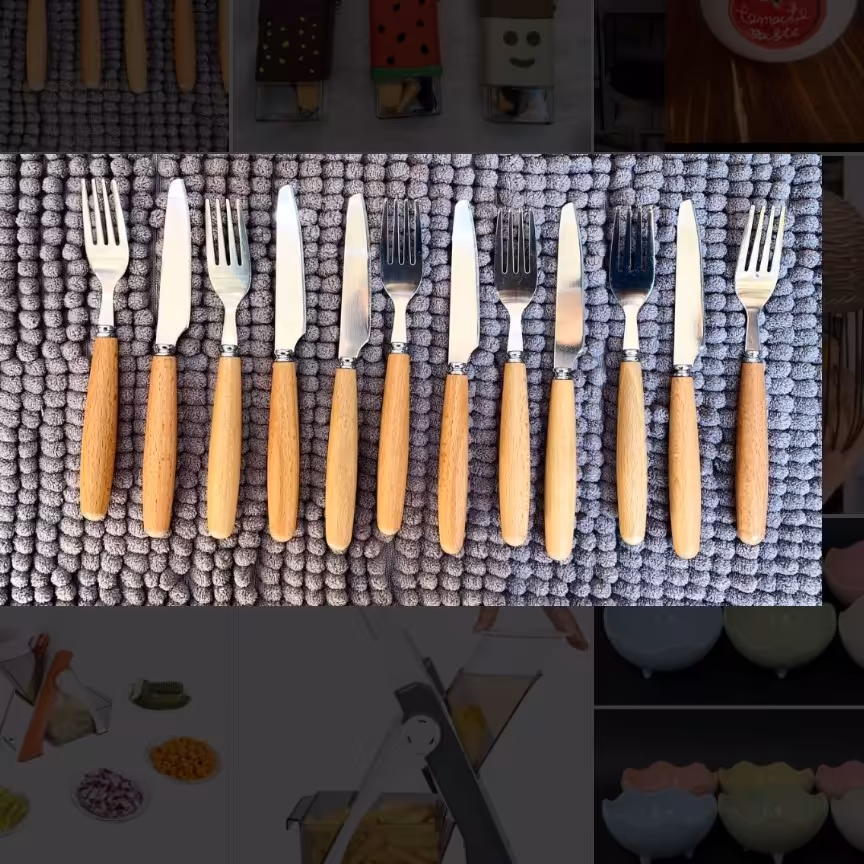 کارد چنگال دسته بامبو