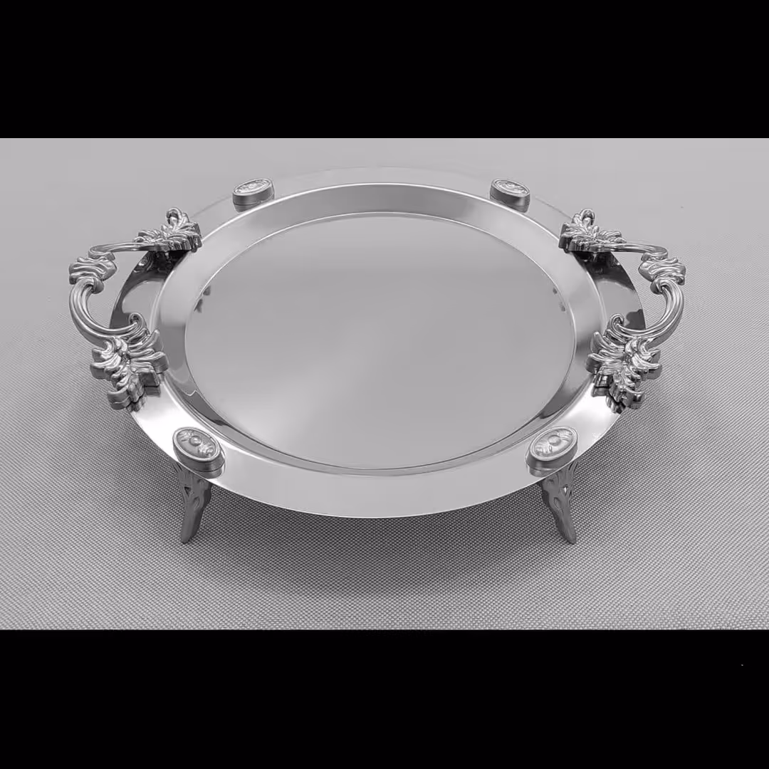 سینی استیل گرد متوسط کد 405 سیلور 