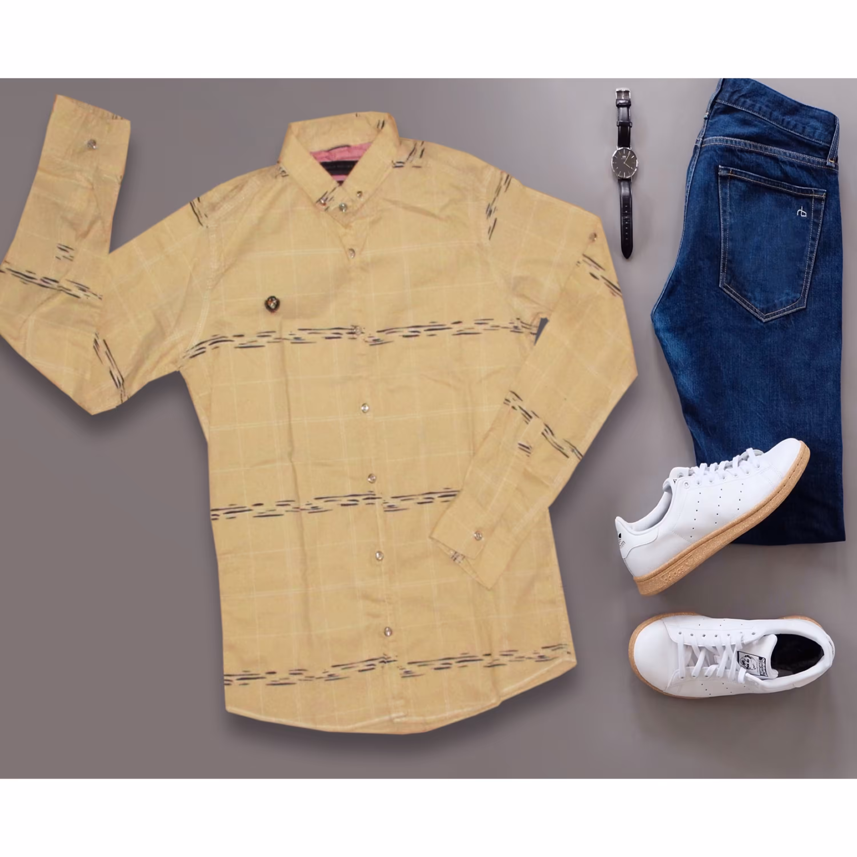 پیراهن مردانه کشی فلامنت -نخودی