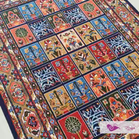 گلیم ماشینی یک در یک و نیم نقشه خشتی سرمه ای