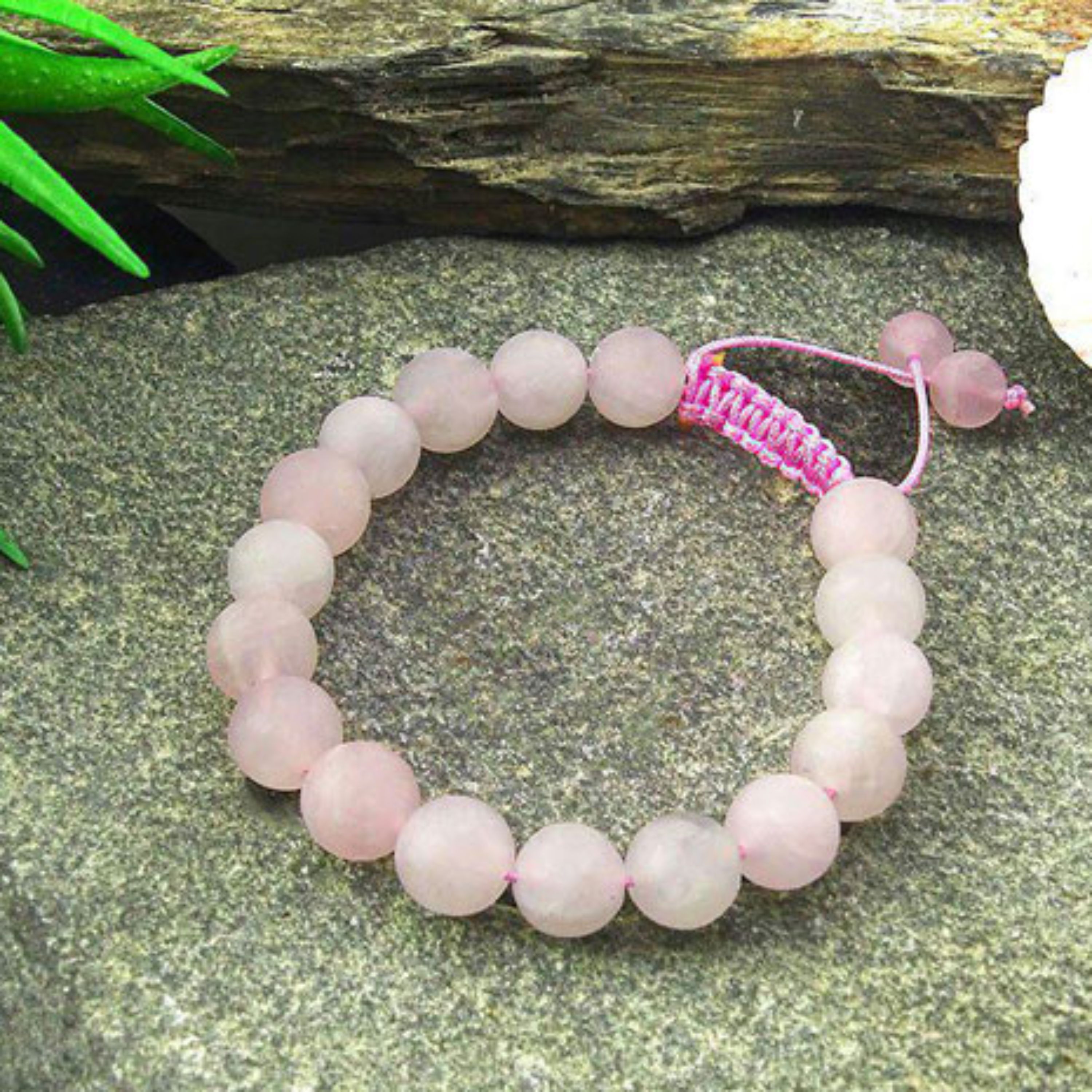 دستبند سنگ طبیعی رز کوارتز کد 63