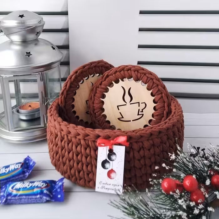 سبد و زیر لیوانی تریکو