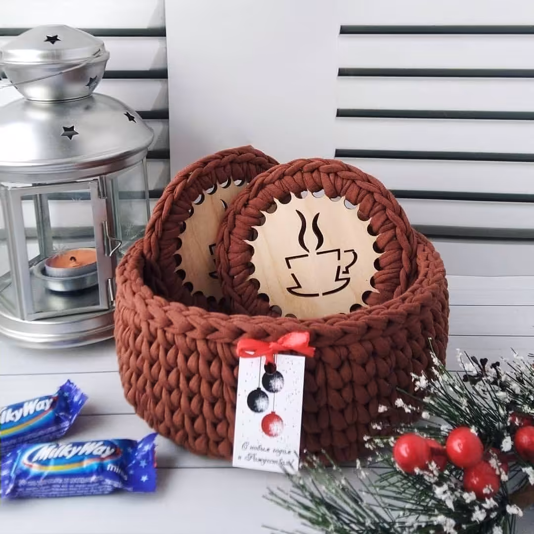 سبد و زیر لیوانی تریکو