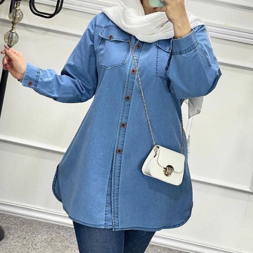 مانتو لی زنانه دوجیب شیک