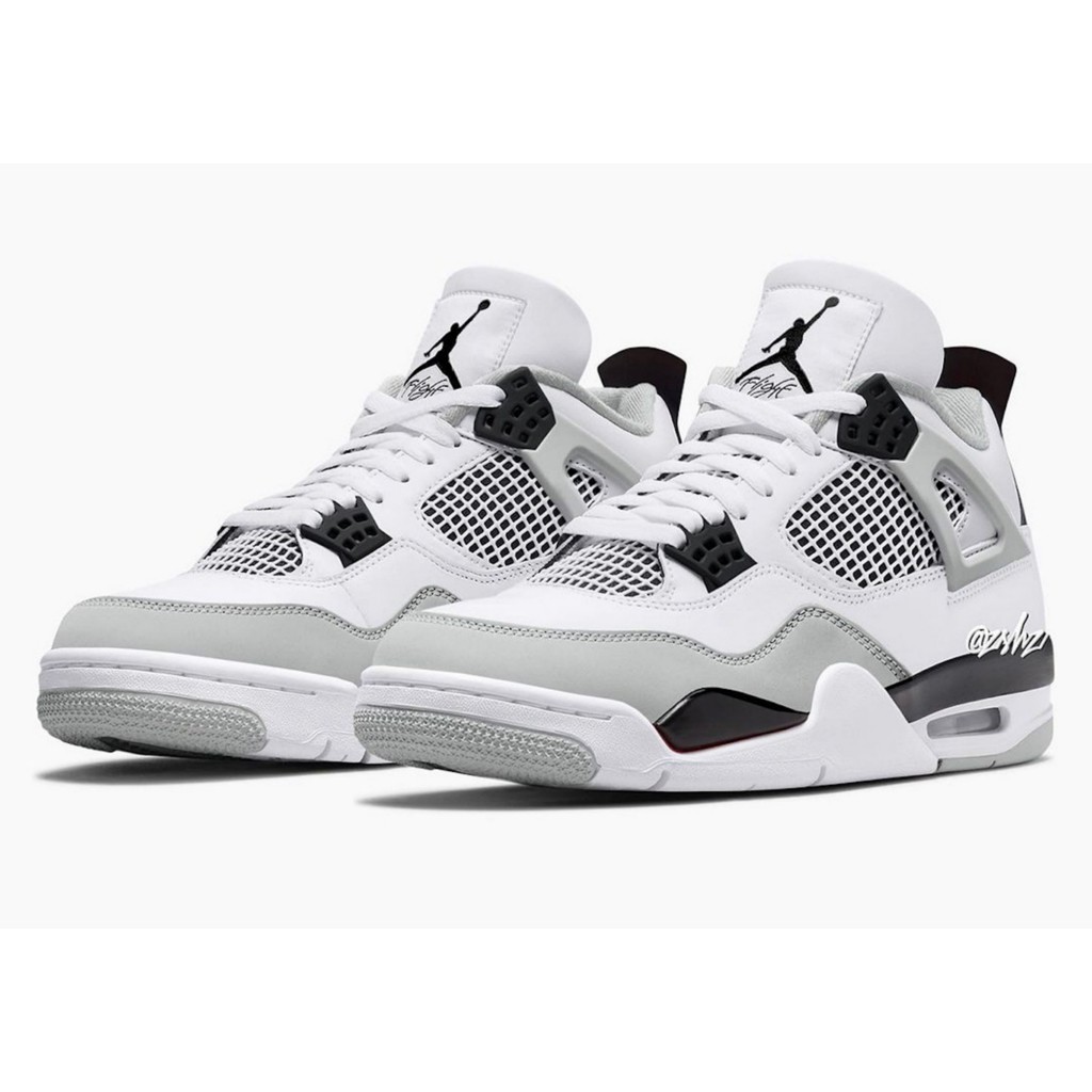 کتونی کتانی نایک جردن 4مردانه سفید مشکی nike jordan4 withe black