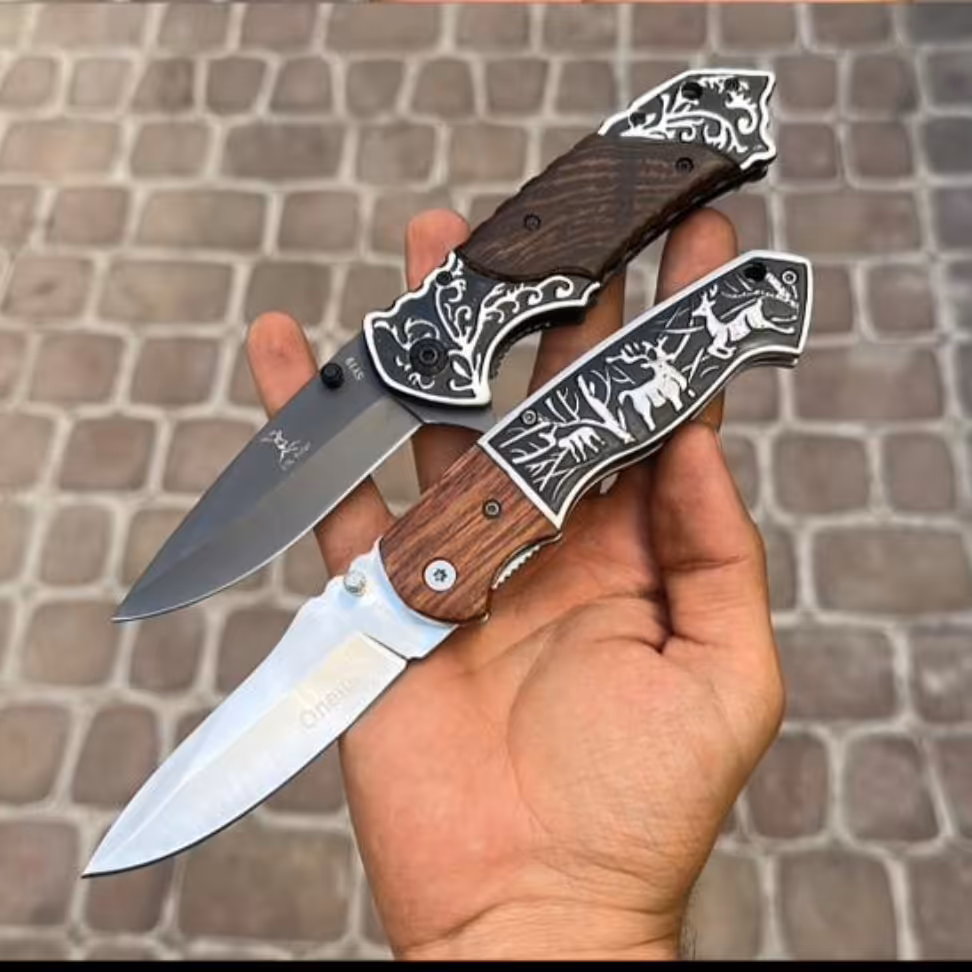 چاقو تاشو برجسته  شکارگاه ،وارداتی ، تیغه ضد زنگ ، رنگ ثابت ، بسیار تیز و مقاوم،با فرمول جدید فولاد