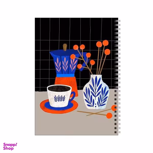 دفتر مشق 50 برگ بامبیلیپ طرح چیدمان مینی مال قهوه و موکاپات و گلدان کد 1546903