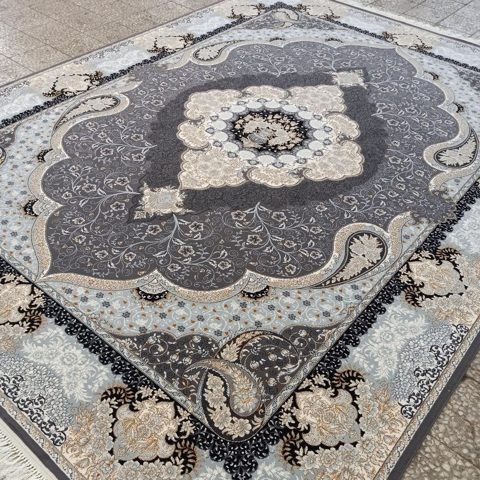 فرش12متری 700شانه نخ ورژن رنگ طوسی فیلی کاشان