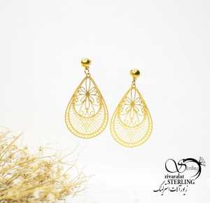 گوشواره آویز اشکی طلایی کد 5662