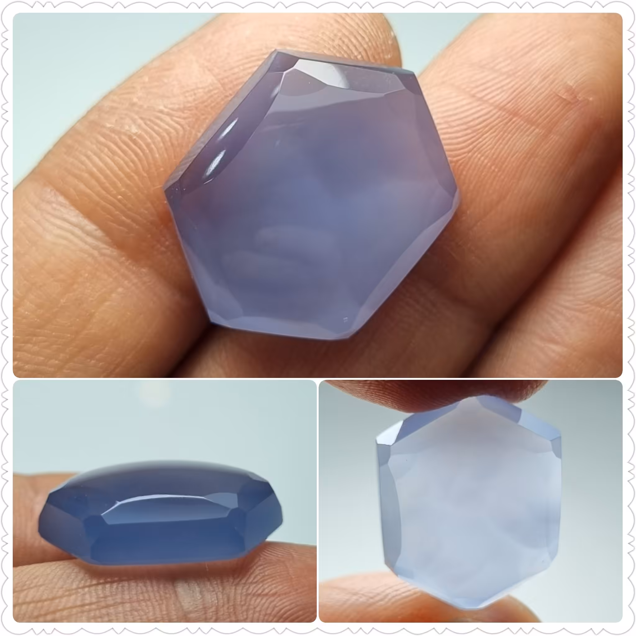 نگین عقیق سماوی طبیعی یمن شش ضلعی