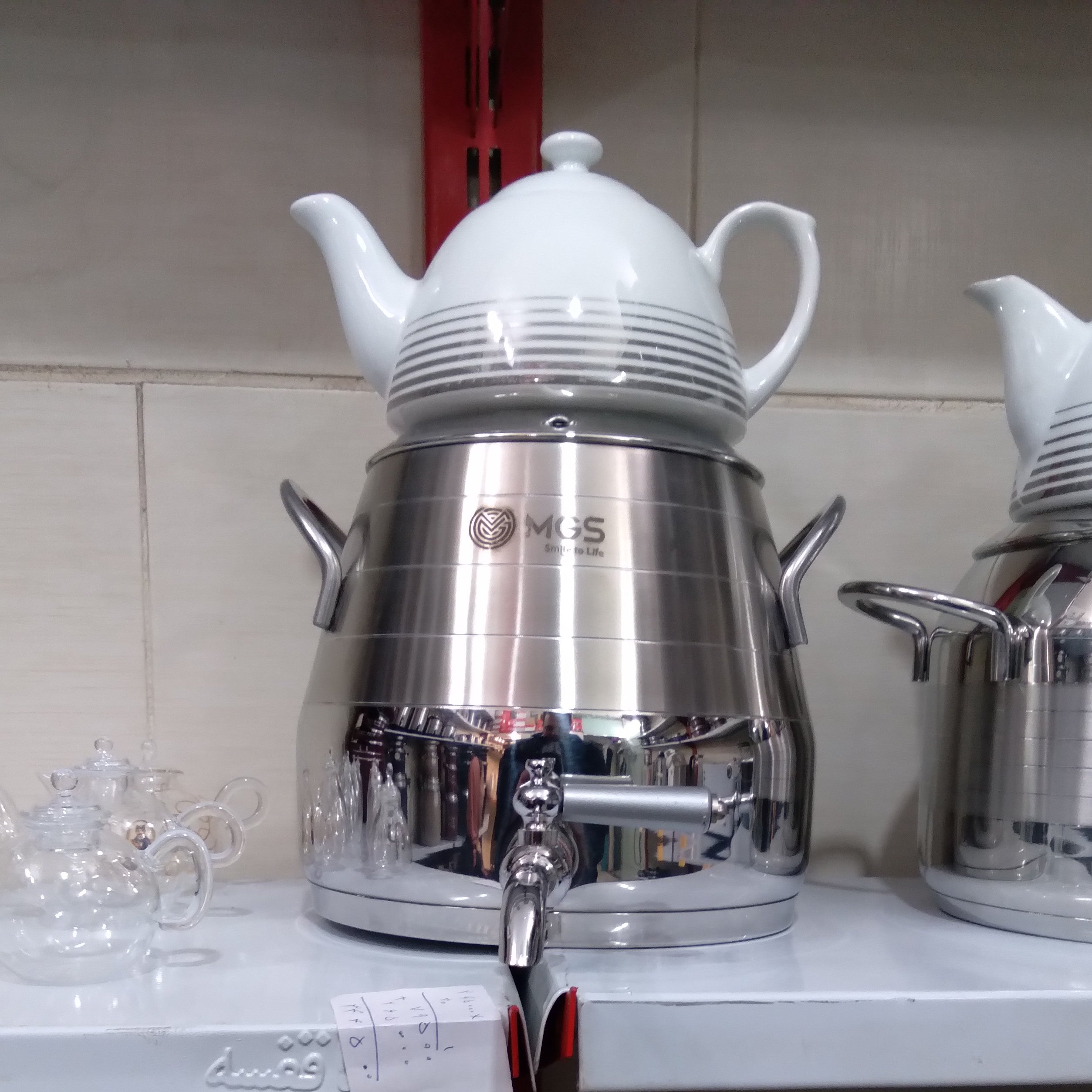 کتری6 لیتر استیل MGS با قوری چینی