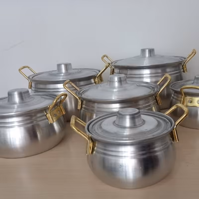 سرویس قابلمه خمره ای 6 تایی دو  دسته طلایی کد 1286مطابق عکس