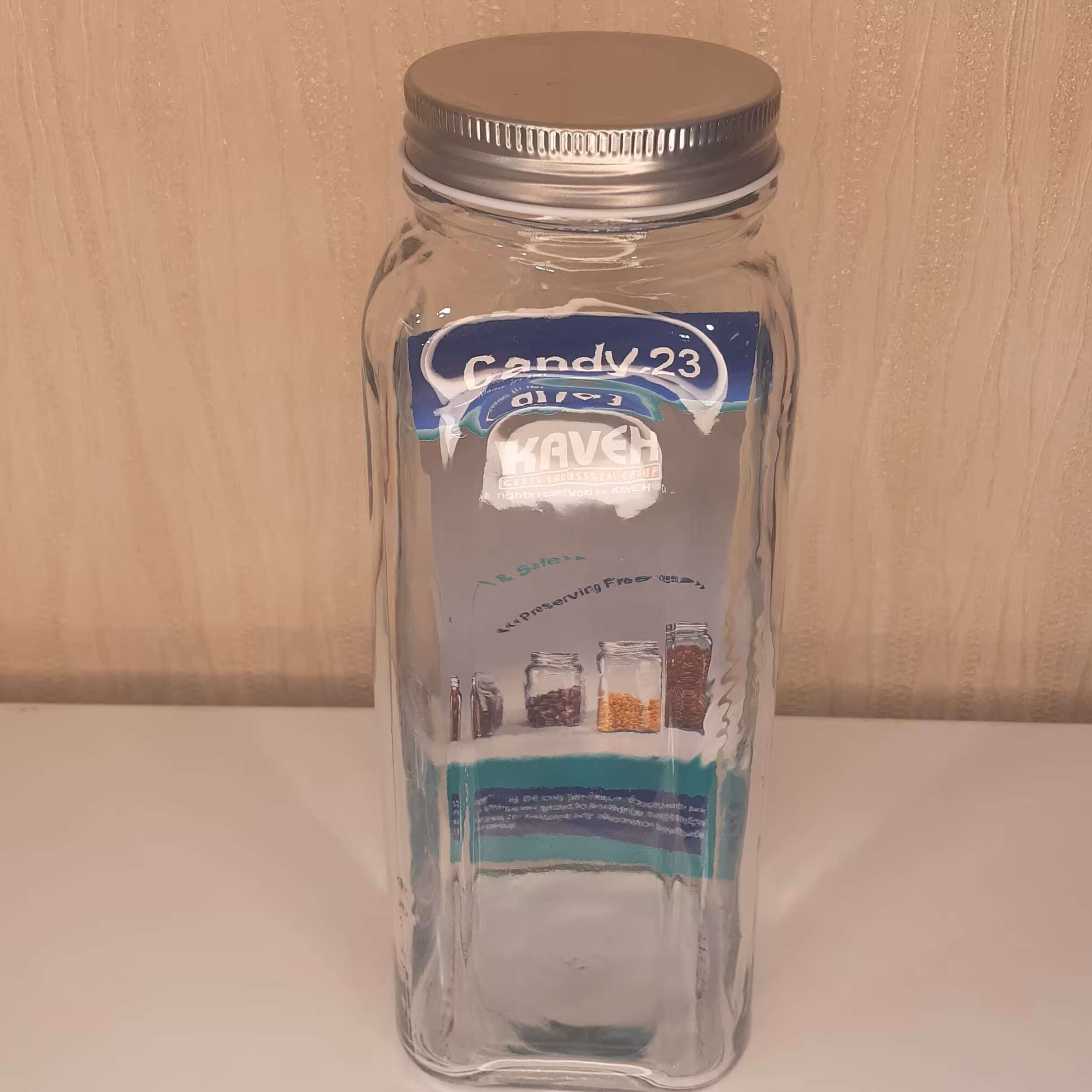 بانکه شیشه ای در فلزی سایز 6