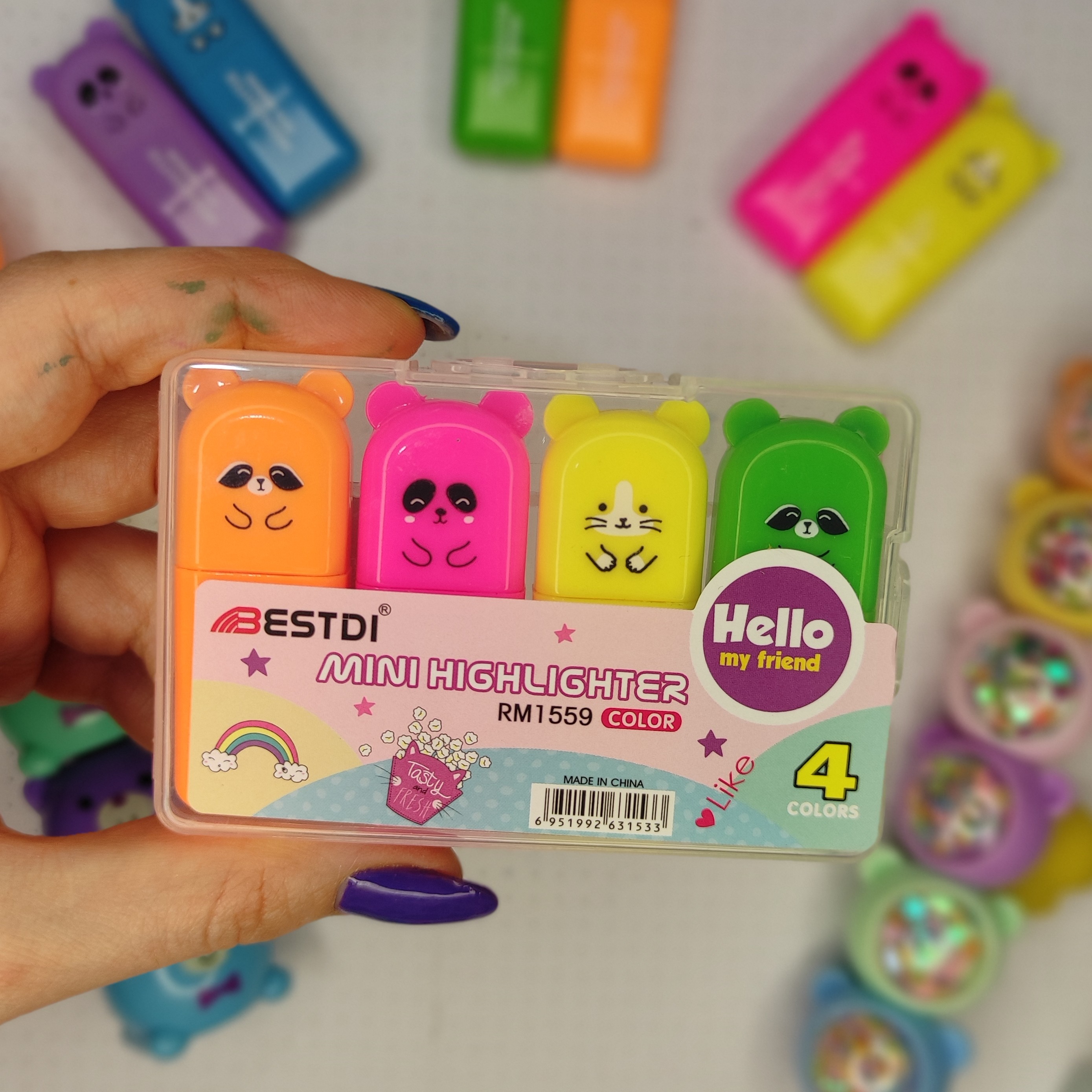 ماژیک هایلایتر علامت گذار طرح تدی در 4 رنگ فسفری پاستلی