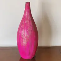 گلدان پلی استر  پتینه شده با ورق طلا رنگ صورتی گلبهی