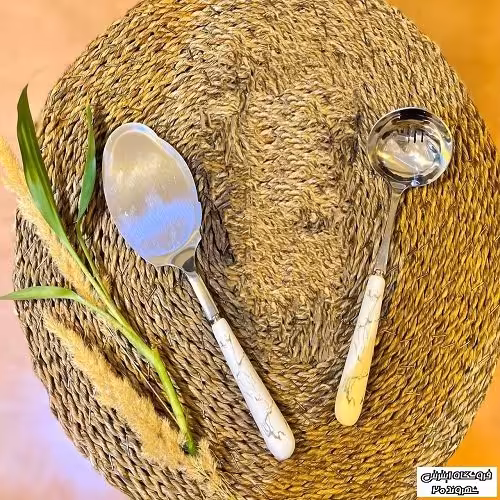 کفگیرماربل سفیددسته سرامیک برند mgs