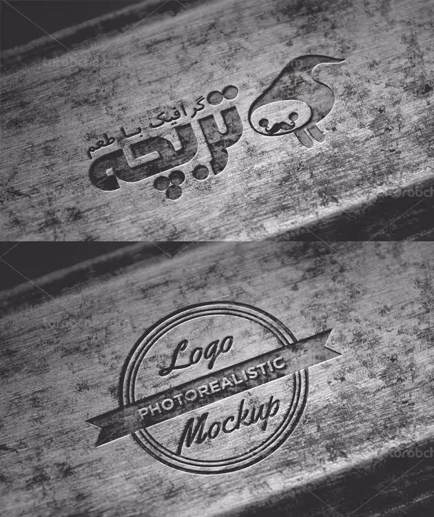 دانلود طرح لایه باز موکاپ لوگوی سیاه و سفید - گرافیک با طعم تربچه