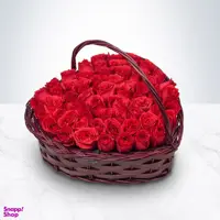 سبد گل طبیعی گل بازار مدل رز قلبی