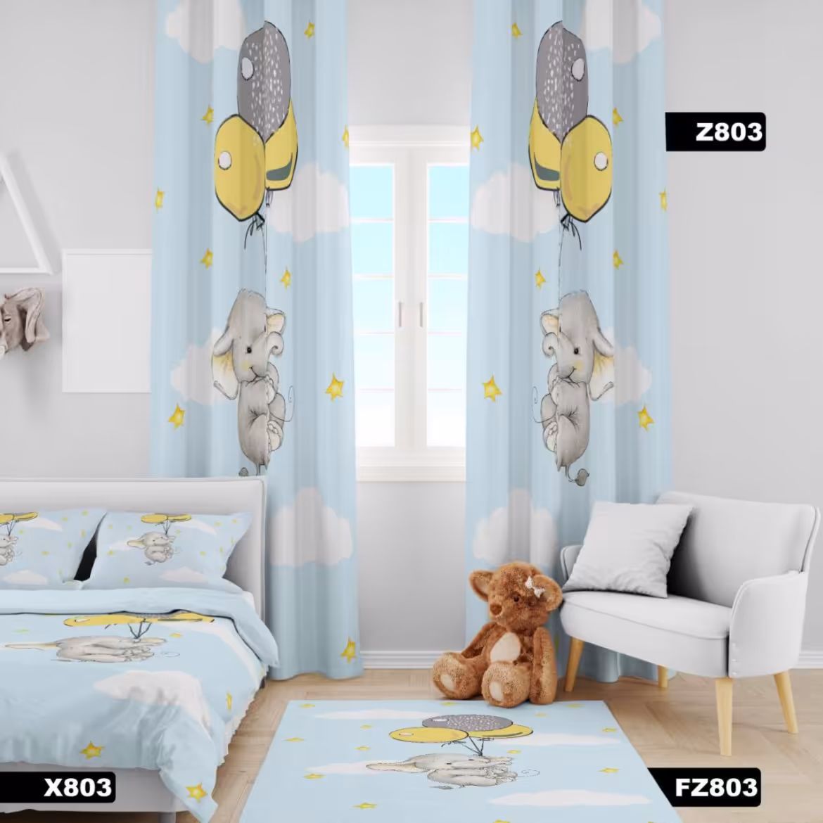 روتختی و یک عدد پنل پرده و فرش کودک طرحx803