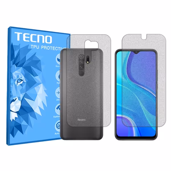 گلس صفحه نمایش و پشت گوشی شیائومی Redmi 9 مدل هیدروژلی مات برند تکنو کد SS