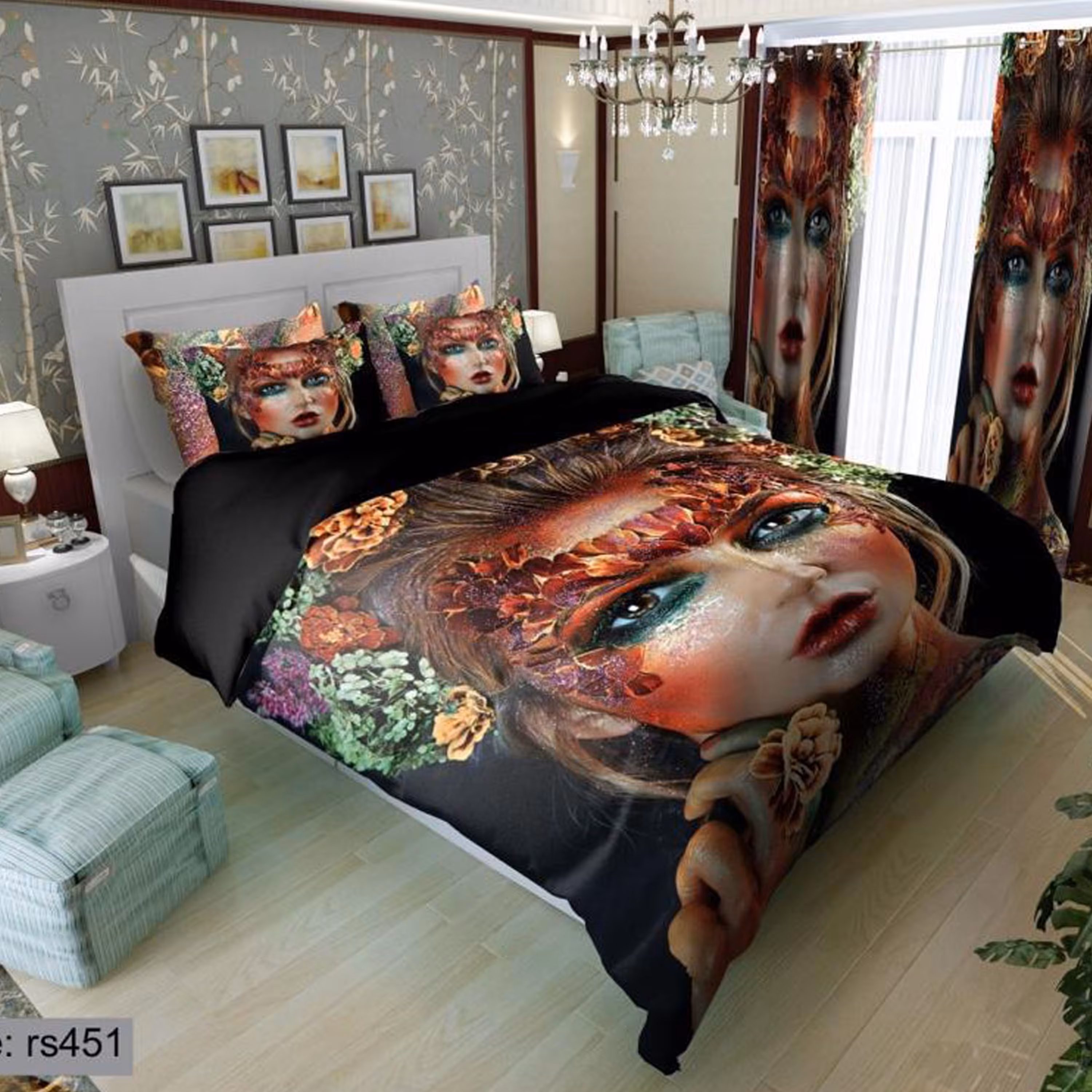 سرویس روتختی 1 نفره تنسل چاپی برندترک لند (Turk Land)  کد rs 451