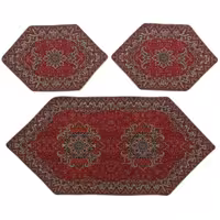 رومیزی سرویس ترمه   کد TRSETE52  نفیس  رنگ قرمز  آستر زرشکی