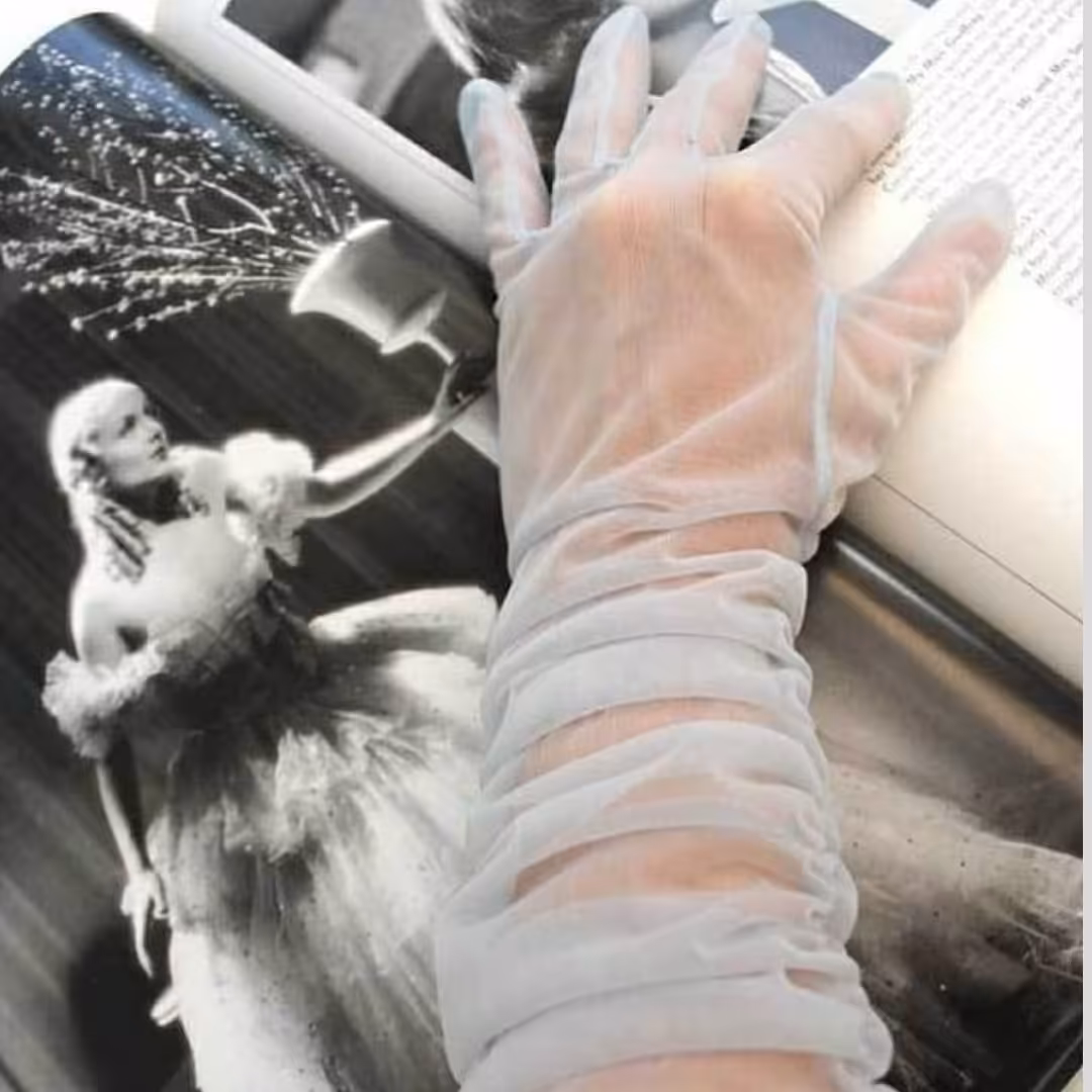 دستکش بلند توری سفید