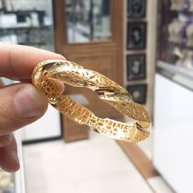 دستبند النگویی نقره آبکاری طلا