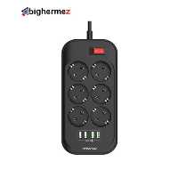 چندراهی 6 خانه برق ارت دار کینگ استار مدل KPS5105 به طول 2 متر شارژرUSB