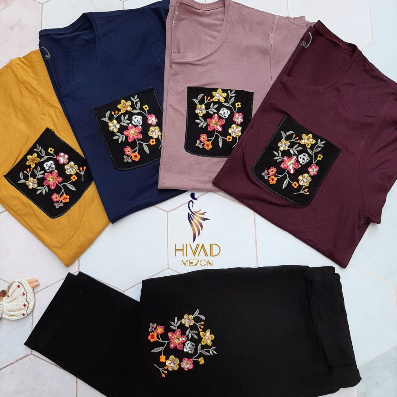 تیشرت و شلوار جیب دار گلدوزی ،جنس عالی ،مناسب برای سایز های 44 تا 52 تیشرت آزاد هستش و شلوار جذب هستش
