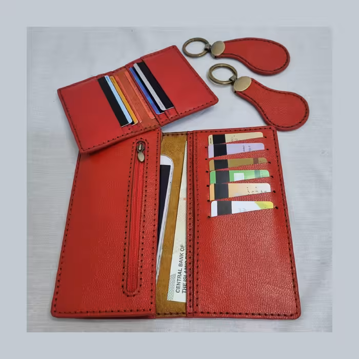 ست کیف و جاکارتی چرمی (پس کرایه)