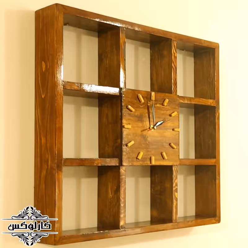 ساعت دیواری چوبی باکس دار (ارسال رایگان)