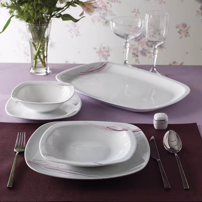 سرویس چینی 27 پارچه غذاخوری آلبا پلاتینی 6 نفره کواترو