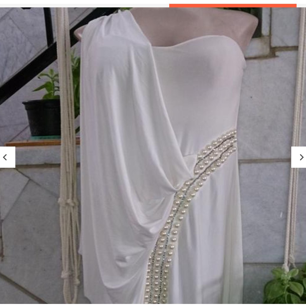 سارافون مجلسی سفید مروارید دوزی