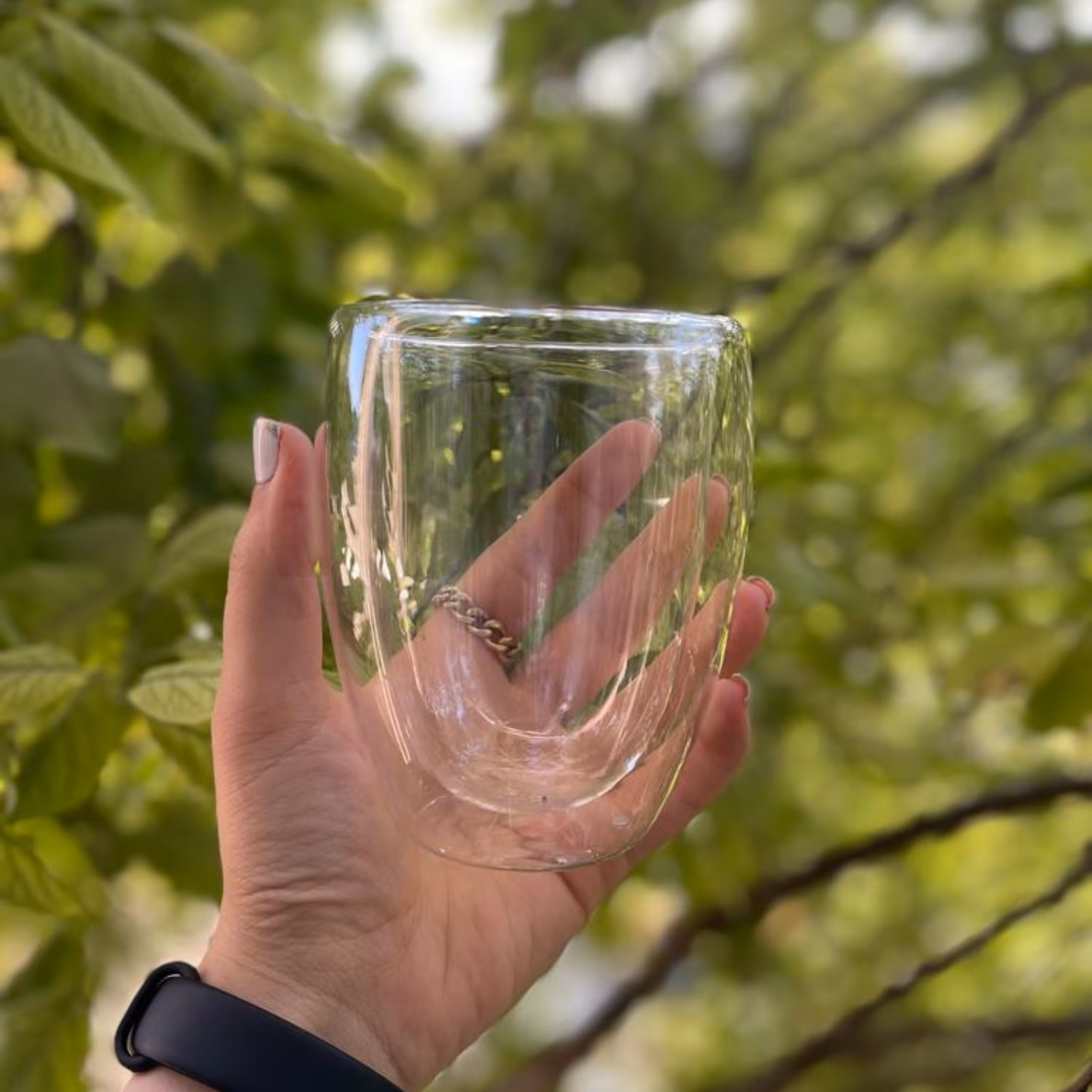 لیوان دوجداره 350 میل بدون دسته شفاف 